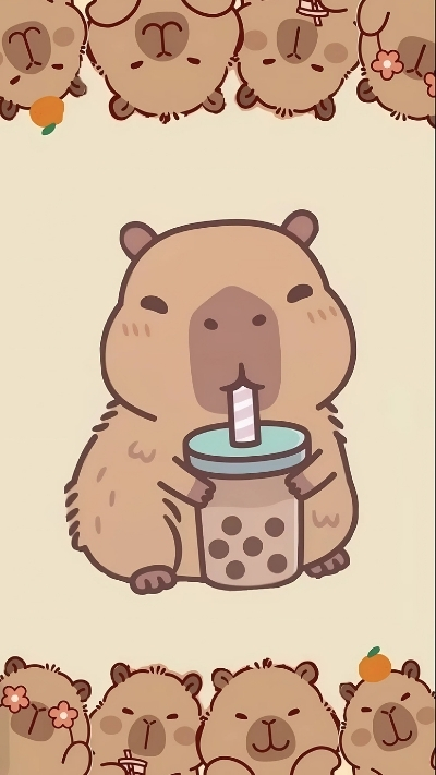 anh nen capybara uong tra sua de thuong