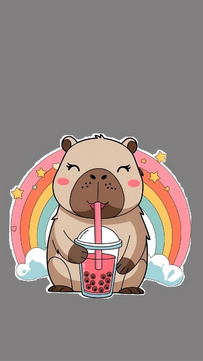 anh nen capybara uong tra sua bubble tea