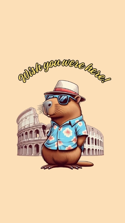 anh nen capybara chibi dang cun