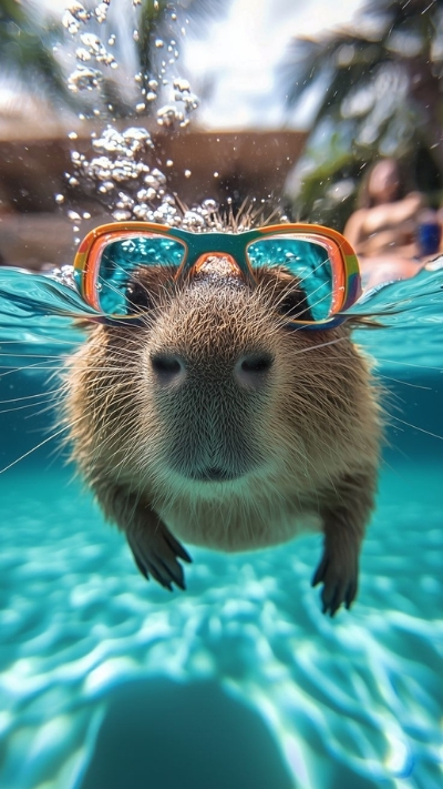 anh nen capybara chill mot minh