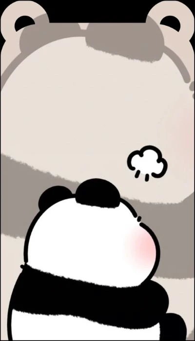 Hình nền iPhone 13, 13 Pro Max tai thỏ - gấu trúc