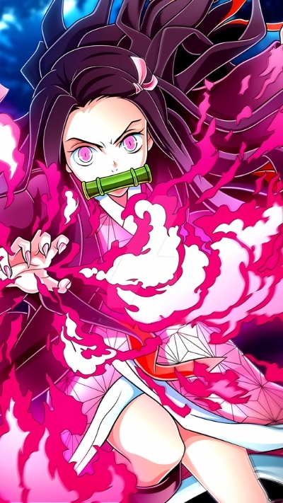 Wallpaper nezuko chiến đấu thần thái cho smartphone