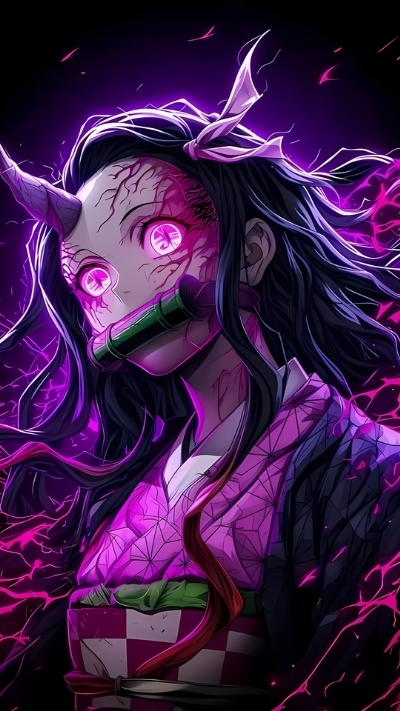 Ảnh nền nezuko hóa quỷ khí chất cho mobile