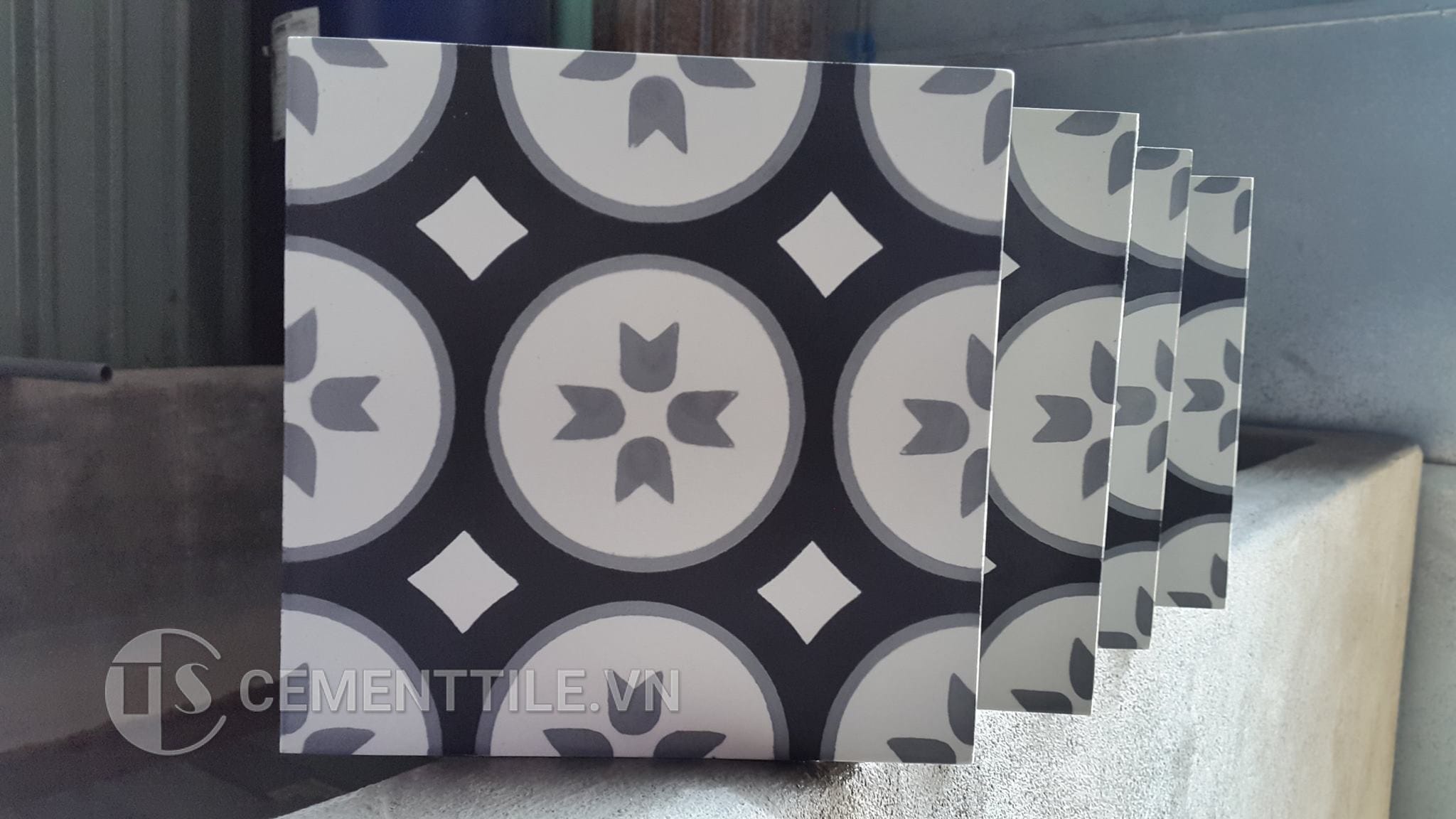 gạch bông tổng hợp tông trắng xám đen