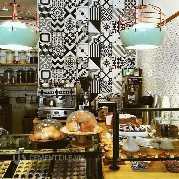 gạch bông tổng hợp tông trắng xám đen