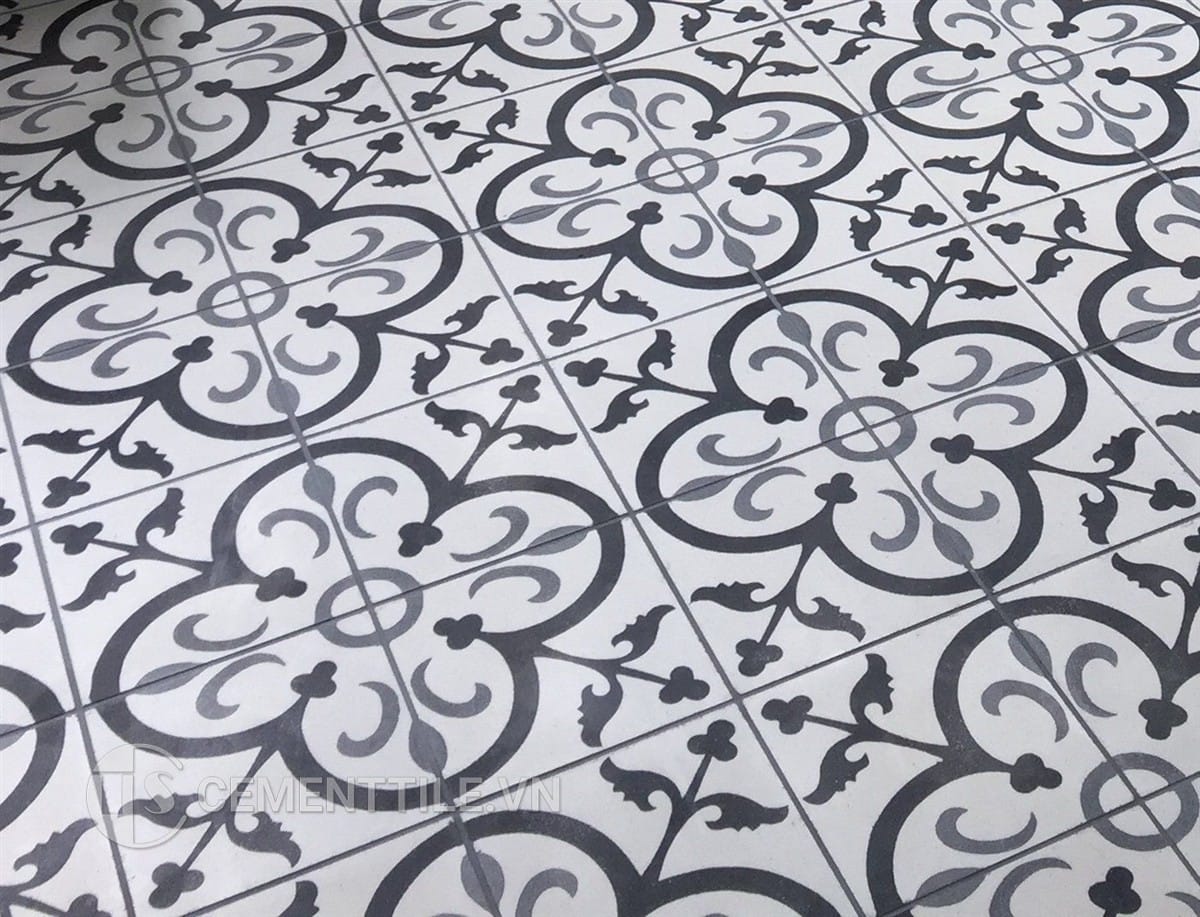 gạch bông tổng hợp tông trắng xám đen