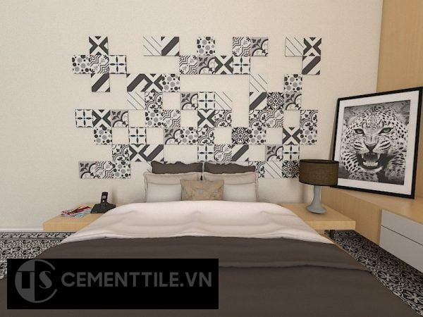 gạch bông tổng hợp tông trắng xám đen