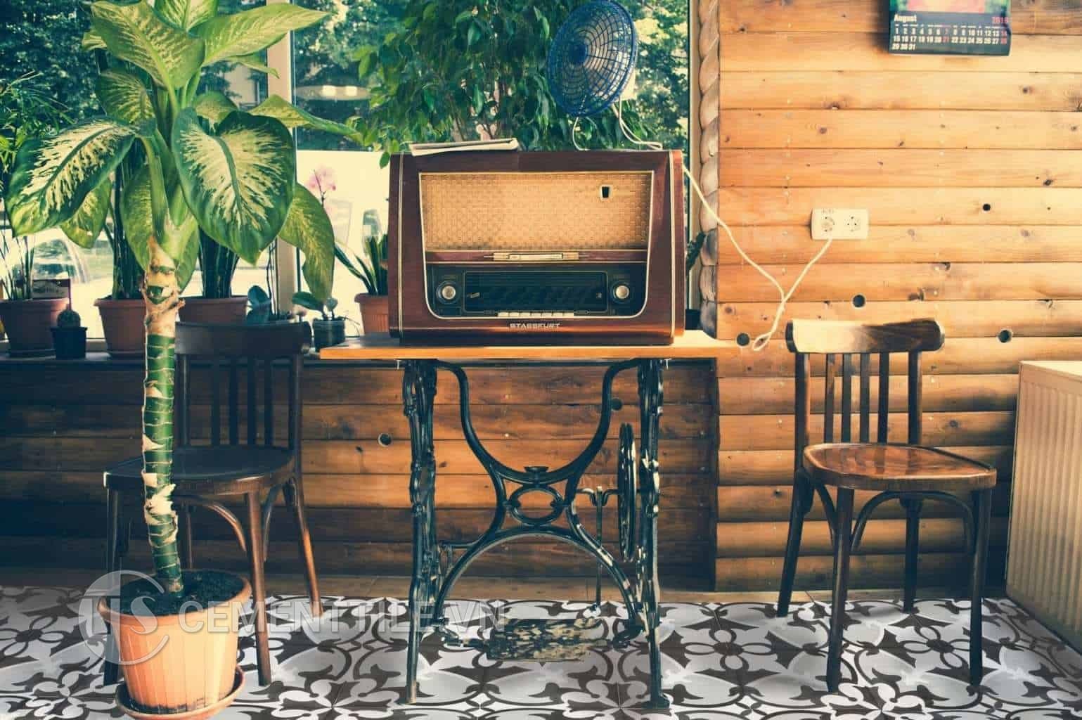 gạch bông tổng hợp tông trắng xám đen