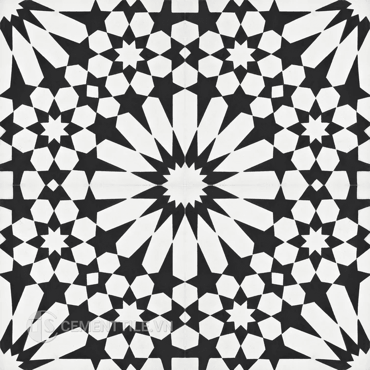 gạch bông tổng hợp tông trắng xám đen