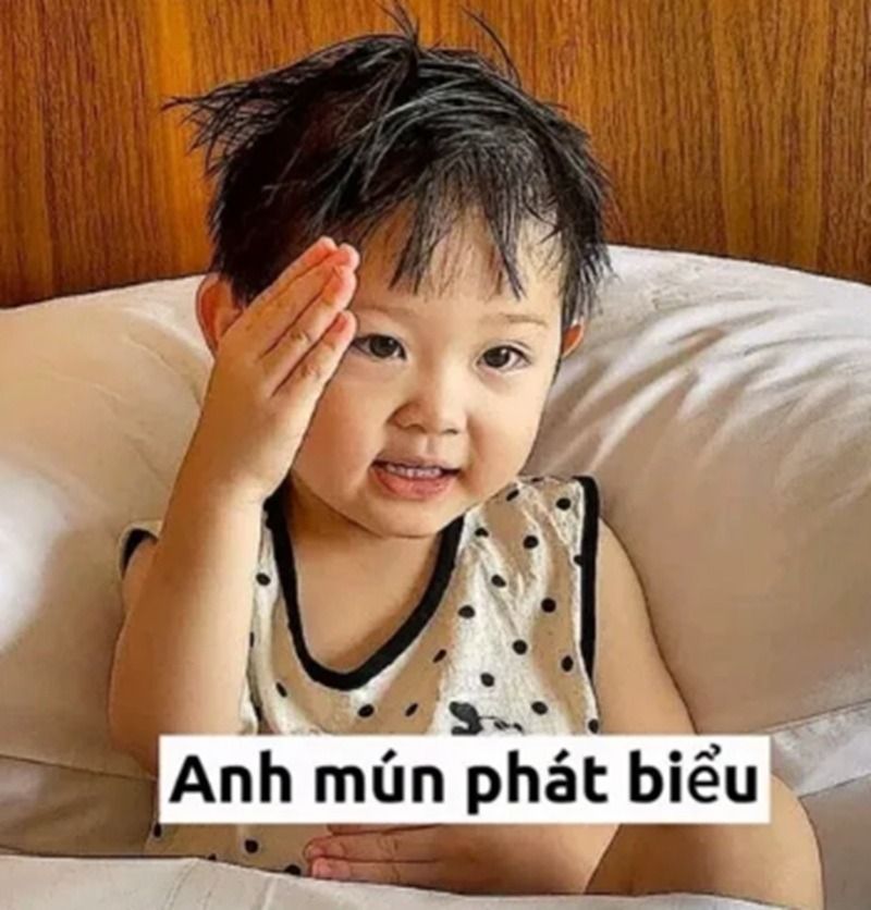 Meme giơ tay hình học sinh chăm ngoan