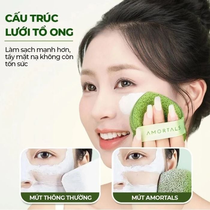 Bông Rửa Mặt Bọt Biển Amortals Wash To Smile Face Washing Pluff