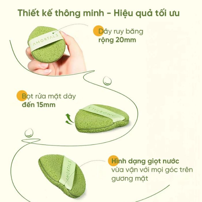 Bông Rửa Mặt Bọt Biển Amortals Wash To Smile Face Washing Pluff