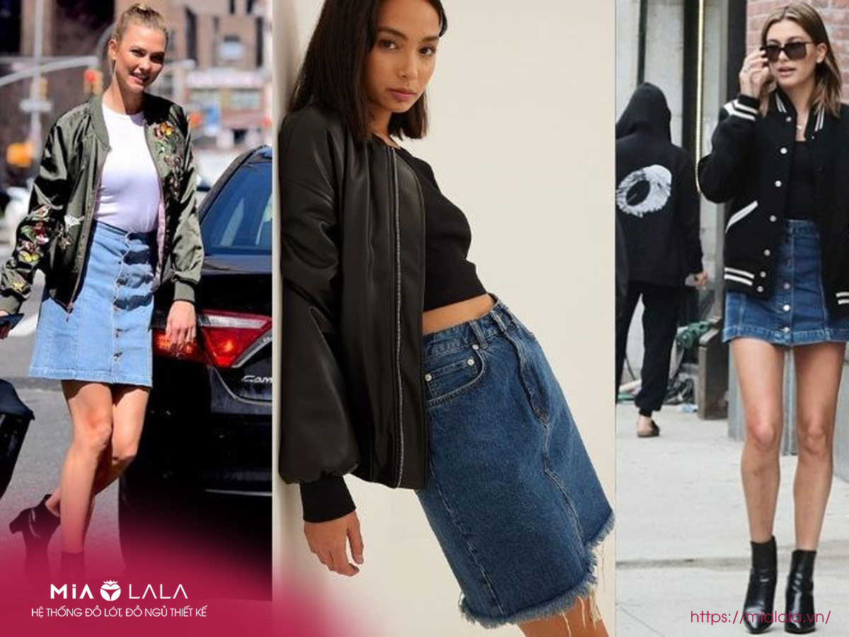 Nếu bạn là cô nàng đam mê phong cách thời trang cá tính, pha chút bụi bặm thì đừng ngần ngại mix cùng áo bomber