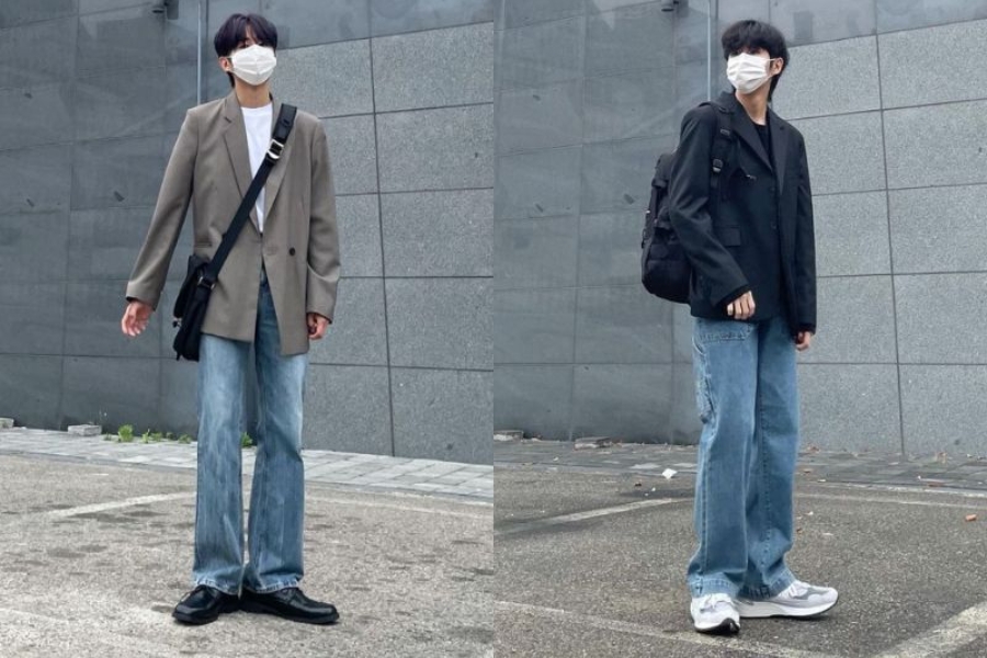 Kết hợp quần jean ống suông cùng áo blazer