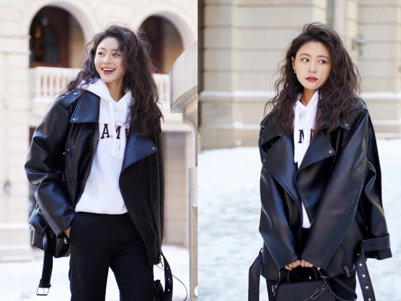 cách phối áo da nữ