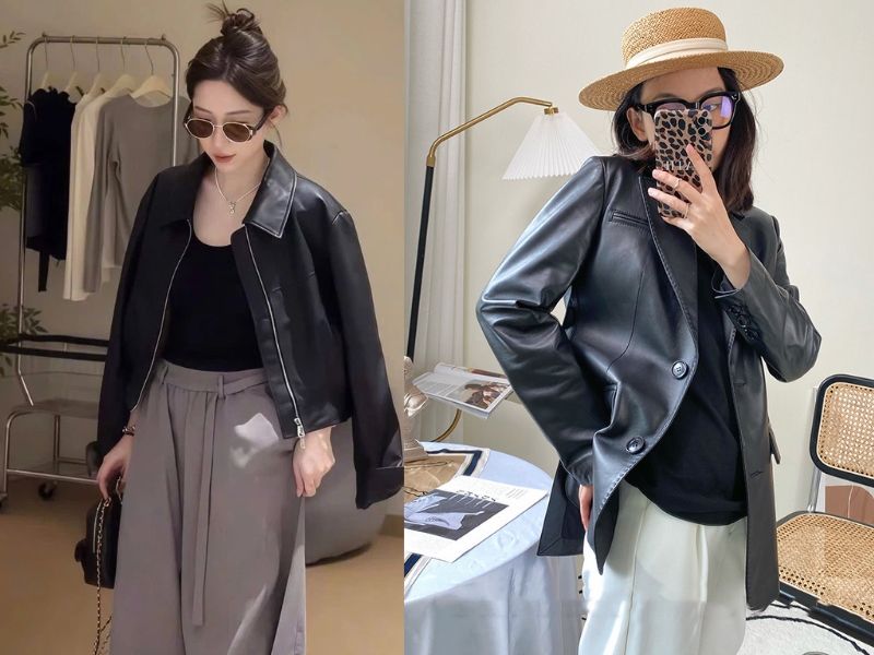 cách phối áo da nữ