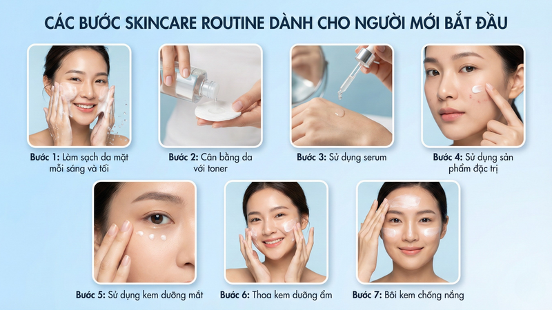 Các bước skincare routine dành cho người mới bắt đầu