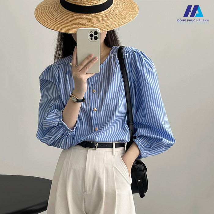 Chọn áo sơ mi kẻ sọc xanh phù hợp với dáng người 