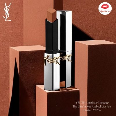 Son YSL Slim 314 Limitless Cinnabar Màu Đỏ Nâu Đất – The Slim Velvet Radical Limited 2024