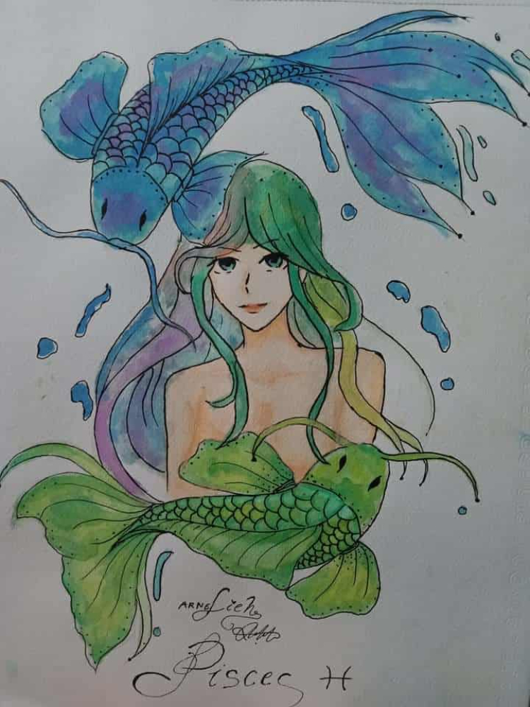 Tranh vẽ cung Song Ngư anime đẹp