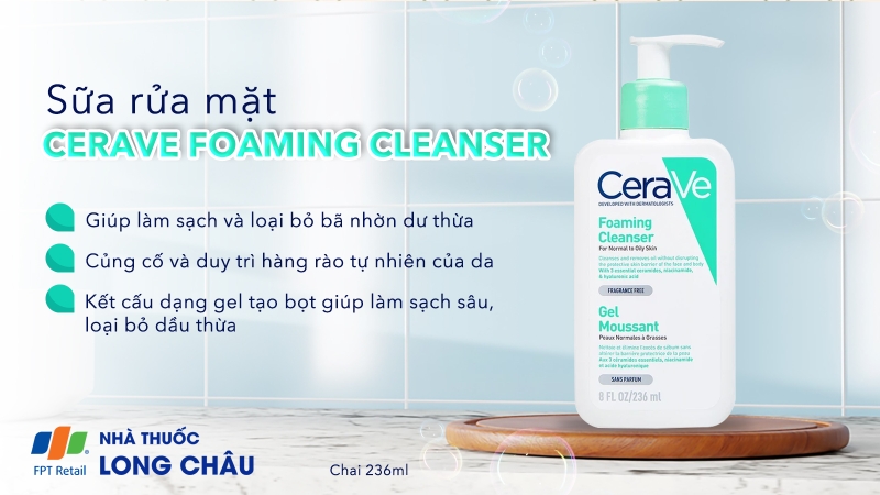 Sữa rửa mặt dành cho da dầu Cerave Foaming Cleanser chứa thành phần gì?