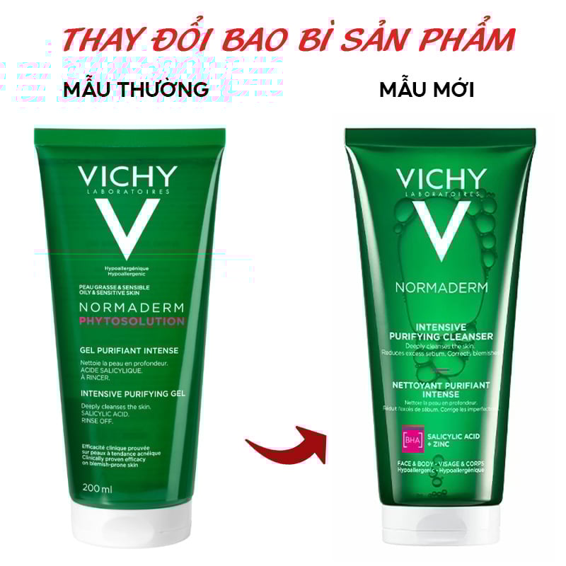 thegioiskinfood.com - Gel Rửa Mặt Cho Da Dầu Mụn Làm Sạch Sâu, Giảm Nhờn Vichy Normaderm Phytosolution Intensive Purifying Gel