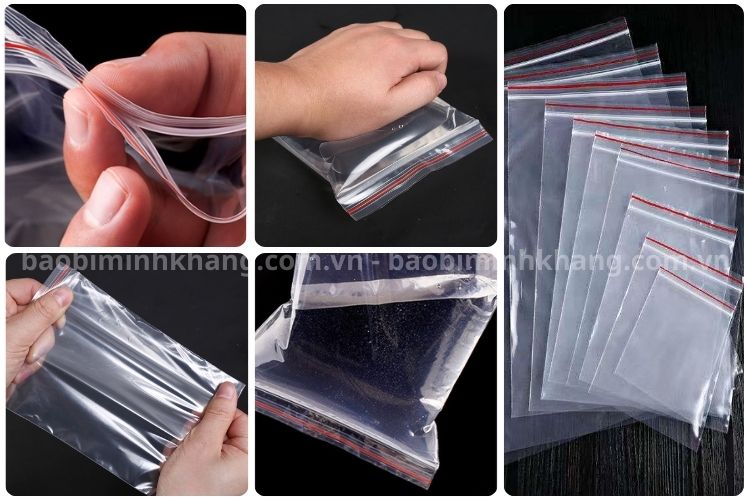 Túi zip chỉ đỏ dẻo dai, kín khí an toàn trong việc bảo quản thực phẩm