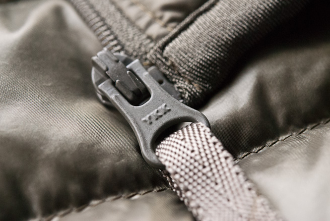 YKK zip detail on UNIQLO Ultra Light Down gilet