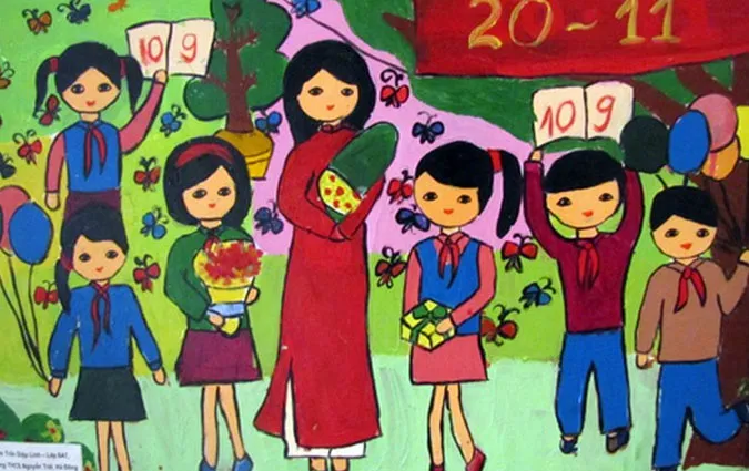 85 bức tranh vẽ cô giáo đẹp, ý nghĩa nhân ngày 20/11 2