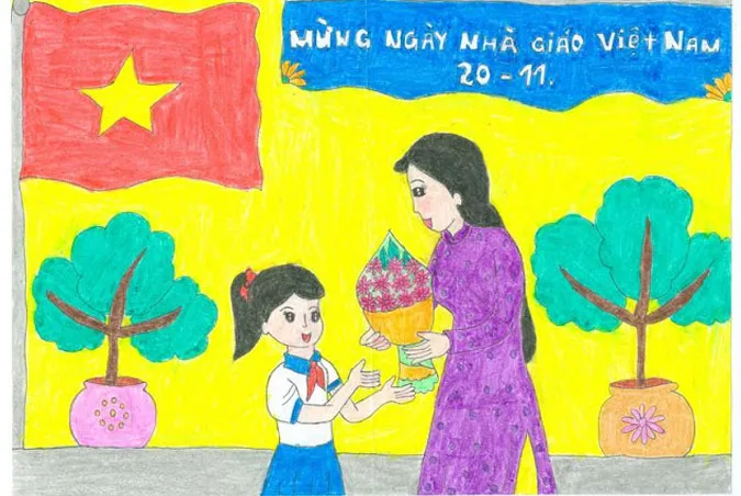 85 bức tranh vẽ cô giáo đẹp, ý nghĩa nhân ngày 20/11 16