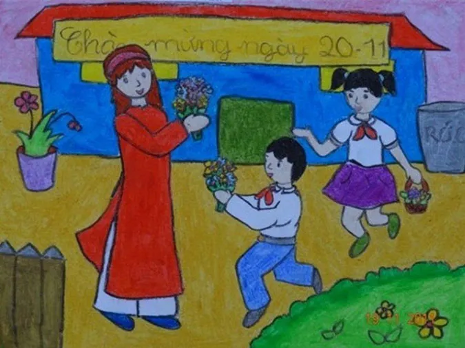 85 bức tranh vẽ cô giáo đẹp, ý nghĩa nhân ngày 20/11 20