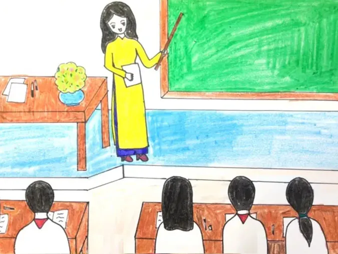 85 bức tranh vẽ cô giáo đẹp, ý nghĩa nhân ngày 20/11 21