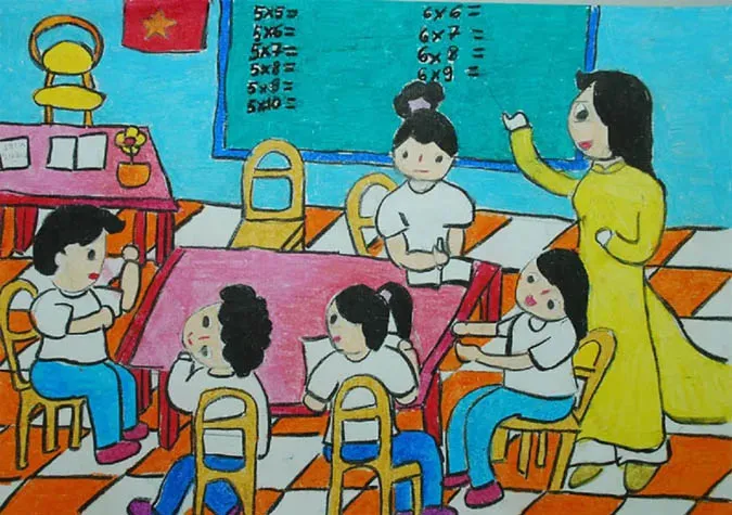 85 bức tranh vẽ cô giáo đẹp, ý nghĩa nhân ngày 20/11 24