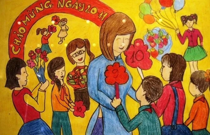 85 bức tranh vẽ cô giáo đẹp, ý nghĩa nhân ngày 20/11 27