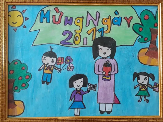 85 bức tranh vẽ cô giáo đẹp, ý nghĩa nhân ngày 20/11 40
