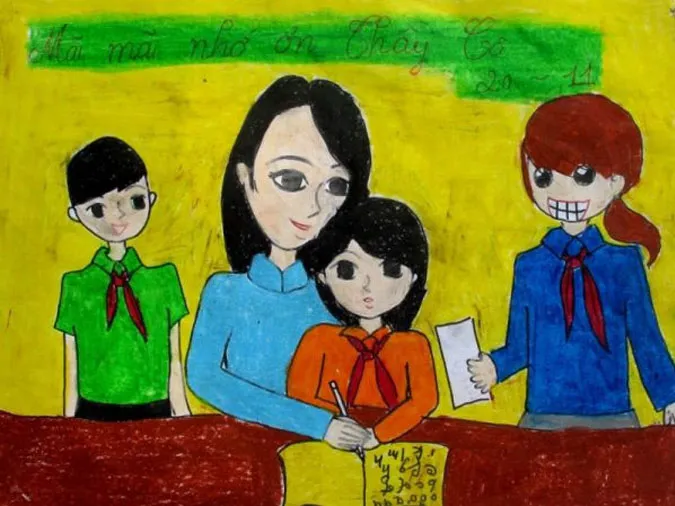 85 bức tranh vẽ cô giáo đẹp, ý nghĩa nhân ngày 20/11 5