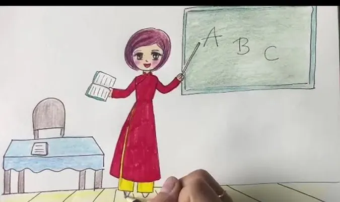 85 bức tranh vẽ cô giáo đẹp, ý nghĩa nhân ngày 20/11 7