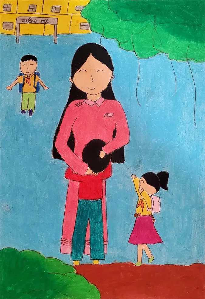 85 bức tranh vẽ cô giáo đẹp, ý nghĩa nhân ngày 20/11 63