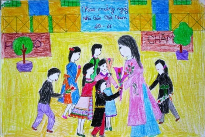 85 bức tranh vẽ cô giáo đẹp, ý nghĩa nhân ngày 20/11 84