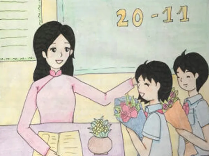 85 bức tranh vẽ cô giáo đẹp, ý nghĩa nhân ngày 20/11 85