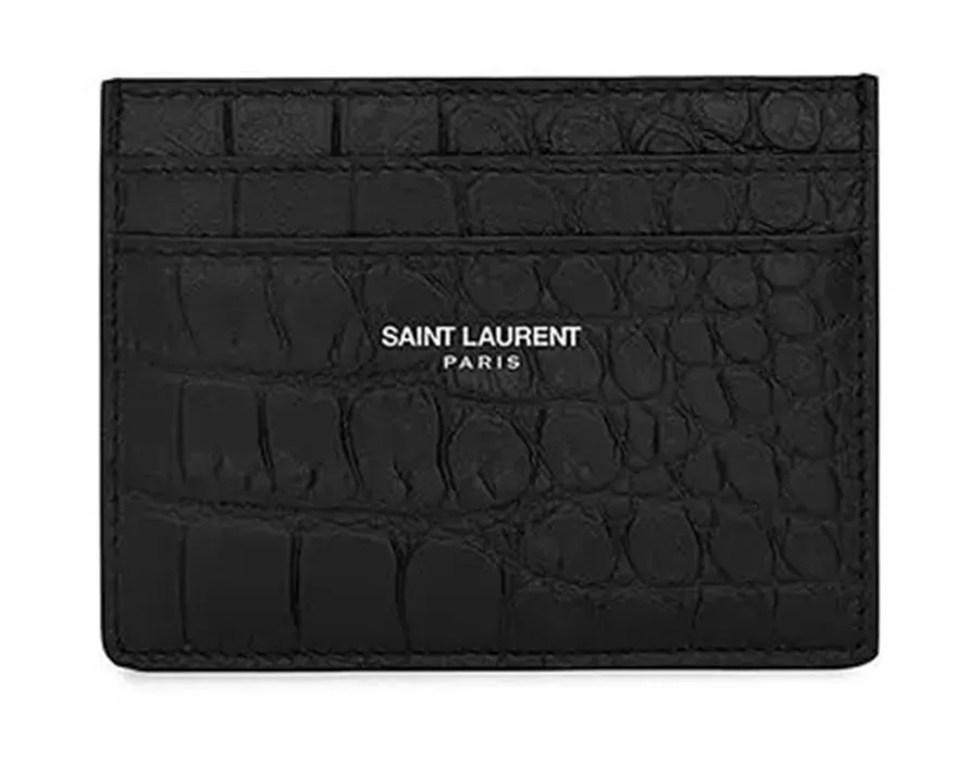 Ví Yves Saint Laurent YSL Credit Card Case In Crocodile Embossed Leather