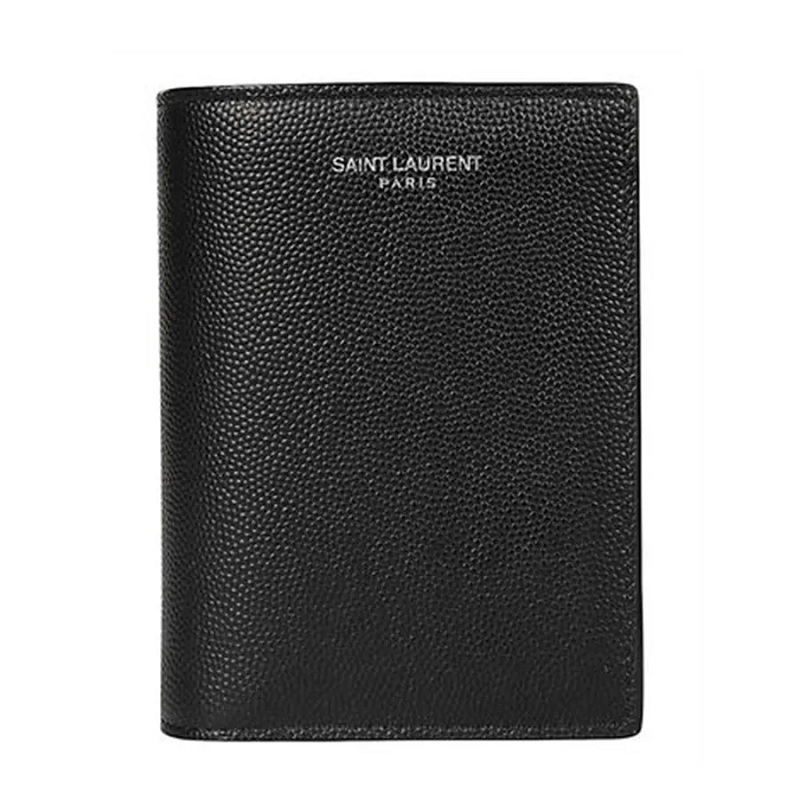 Ví Yves Saint Laurent YSL Plain Leather Folding Wallet Logo