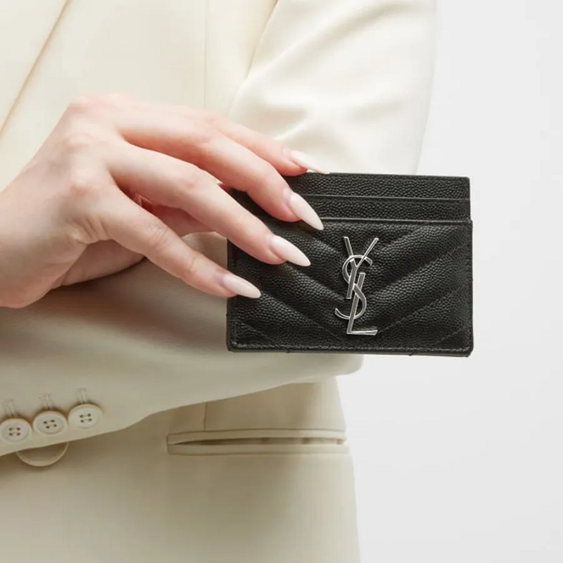 Ví nữ Yves Saint Laurent YSL Card Holder With Gold/Silver Logo