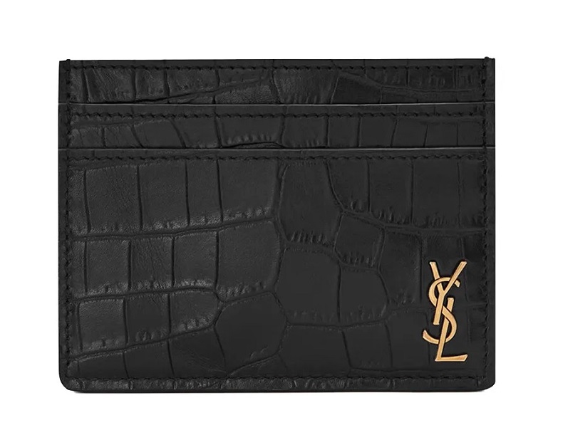 Ví Yves Saint Laurent YSL Tiny Cassandre Card Case In Crocodile-Embossed Matte