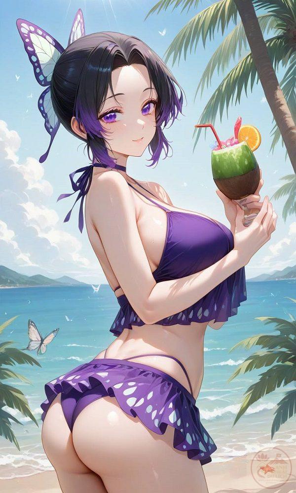 Hình ảnh Shinobu ngồi tựa lưng vào tường, ánh mắt đầy suy tư