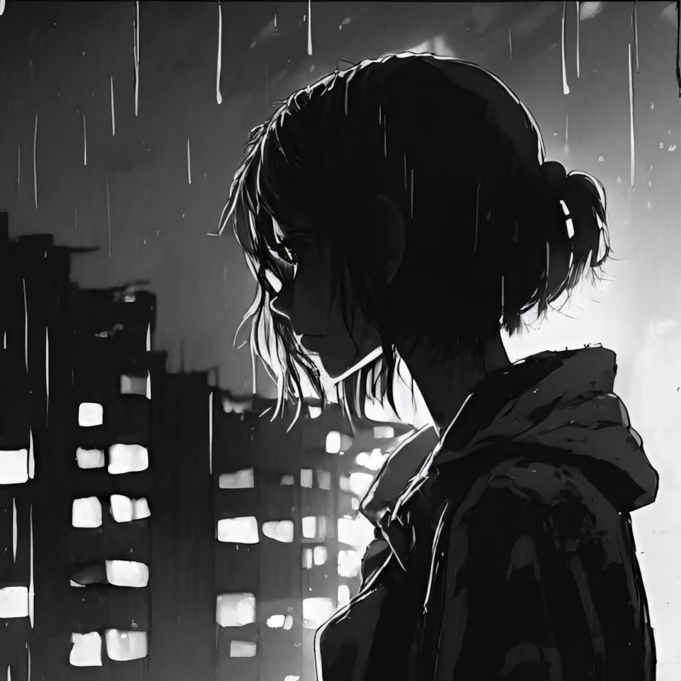 anh anime trang den buon 960px 960px avatar 17