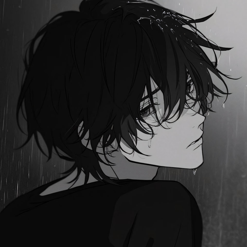 anh anime trang den nam buon 960px 960px avatar 9