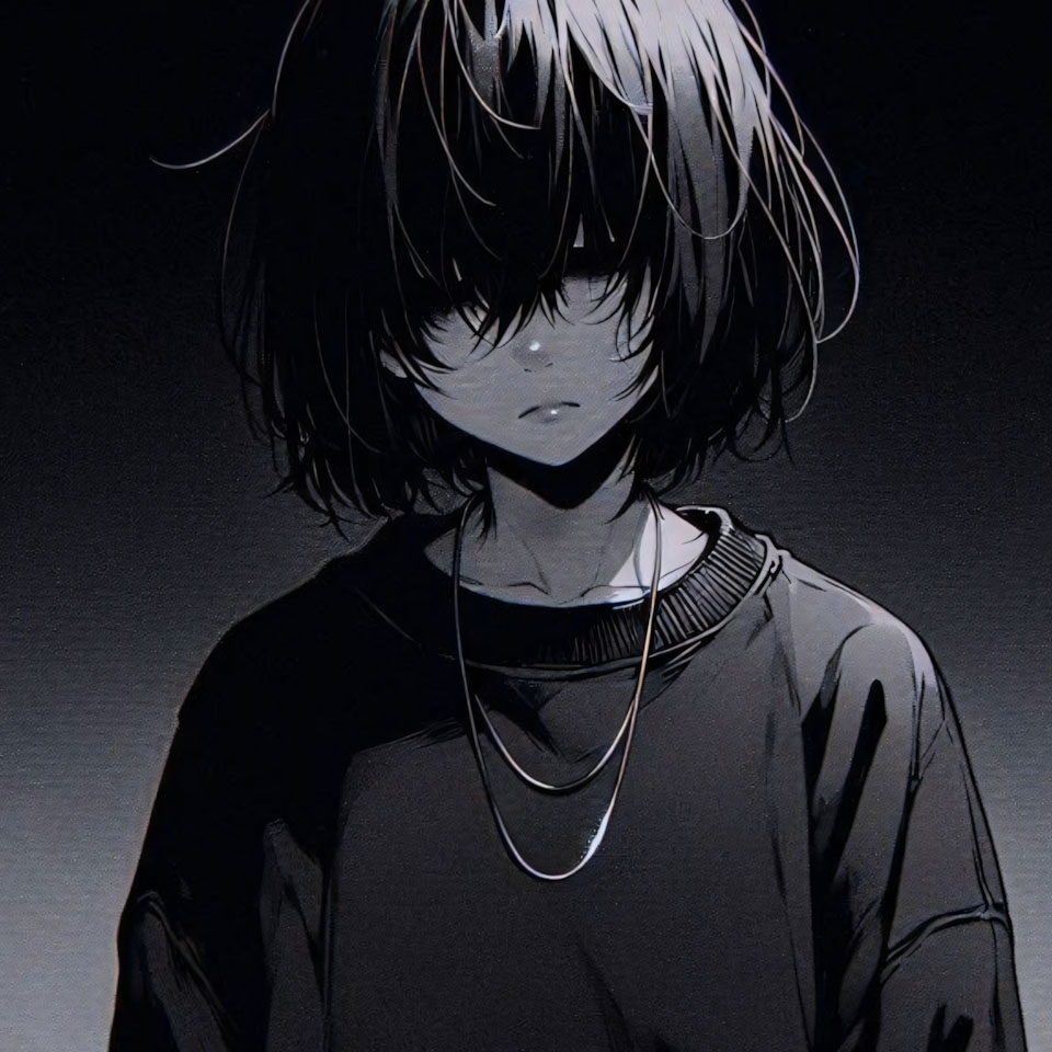 anh anime trang den buon 960px 960px avatar 13