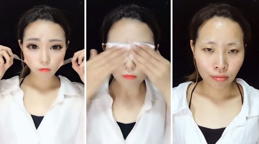 Gái xinh tiktok tẩy trang làm bao người ngã ngửa: độn mũi gọt cằm chỉ bằng son phấn - 3