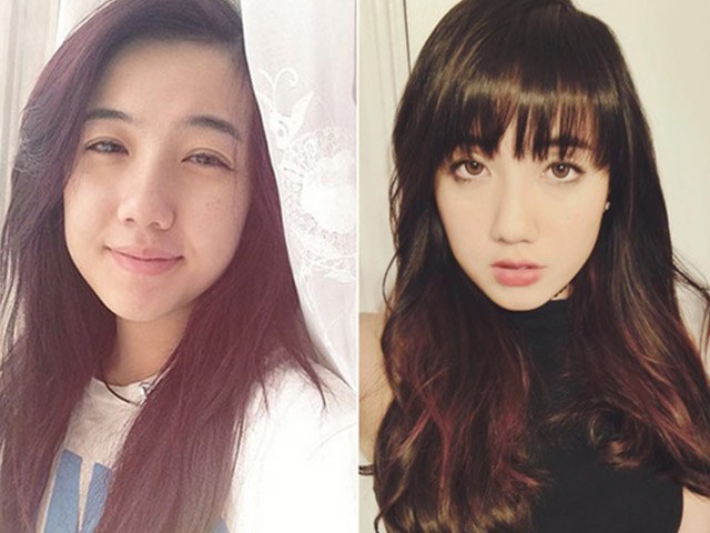 Gái xinh tiktok tẩy trang làm bao người ngã ngửa: độn mũi gọt cằm chỉ bằng son phấn - 9